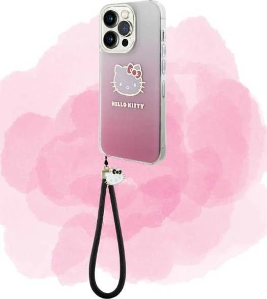 Hello Kitty nailono virvelės pakabukas ausinėms su juodos spalvos