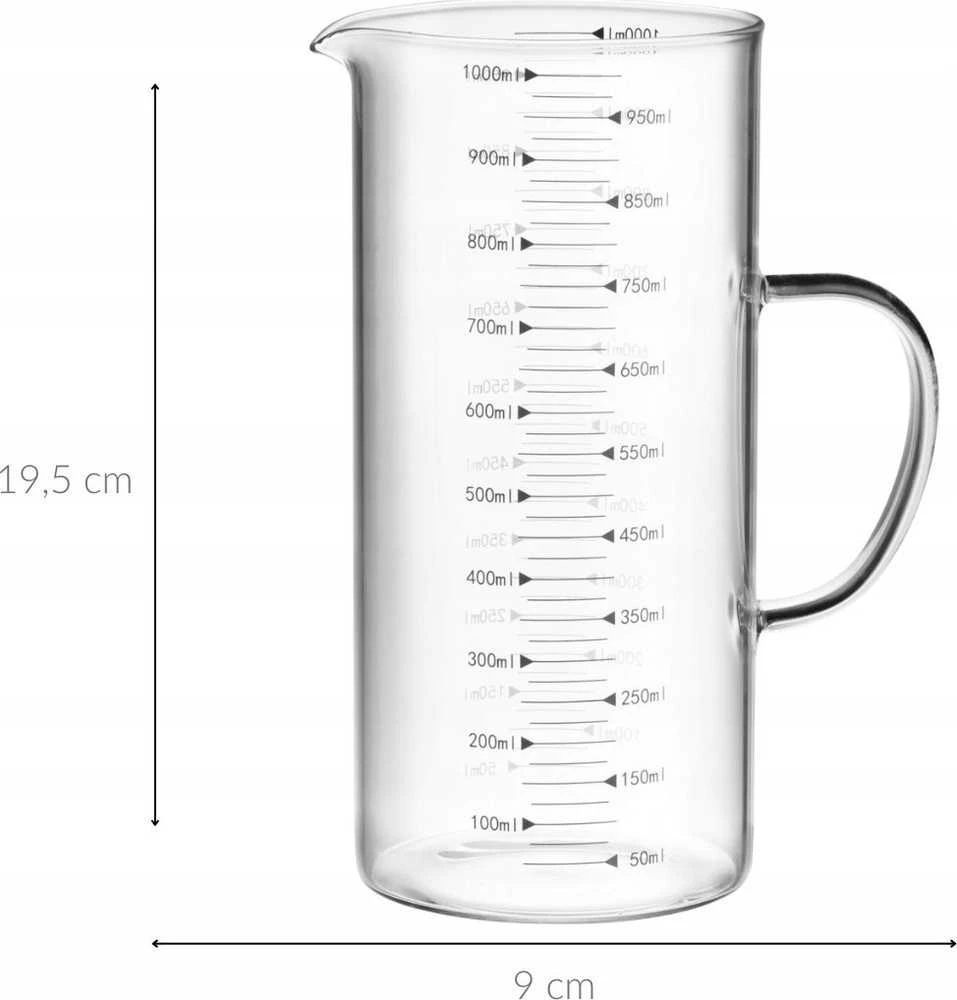 Stiklinė matuoklė-ąsotis 1l , Maku