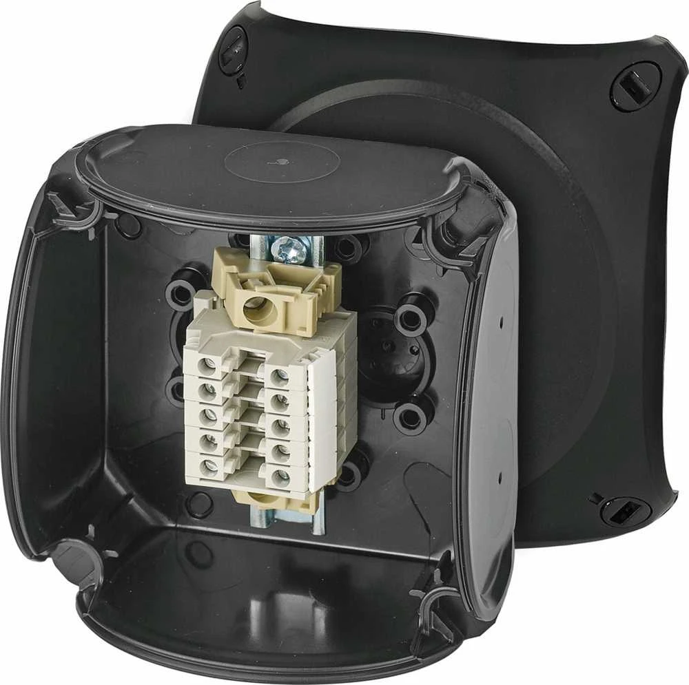 Hensel 62000340 ATEX jungiamoji dėžutė 2 ir 22 zonoms IP66 93x93x62mm juoda 5x2,5 mm2 Cu RX 0205 T
