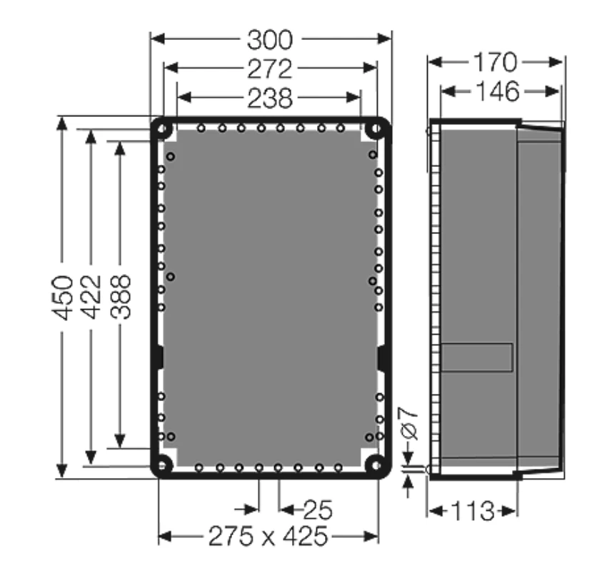 Hensel Korpusas be perkaitimo 300x450x170mm skaidraus dangtelio - K0300
