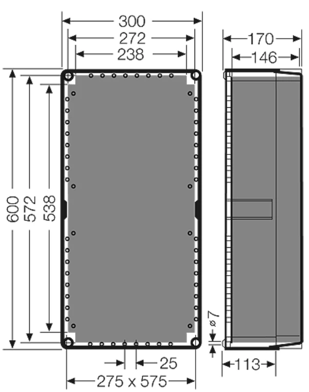 Hensel Korpusas be perkaitimo 300x600x170mm skaidraus gaubto - K0300