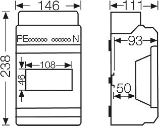 „Hensel“ modulinė skirstomoji plokštė, 1 x 6, ant paviršiaus montuojama IP65 KV 9106 (6100057)