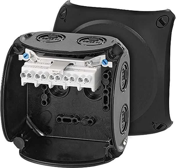 Hensel 62000050 Dėžė n/t 104x104x70mm 5P 4 mm2 IP66/67 juoda KF 0404 B 62000050