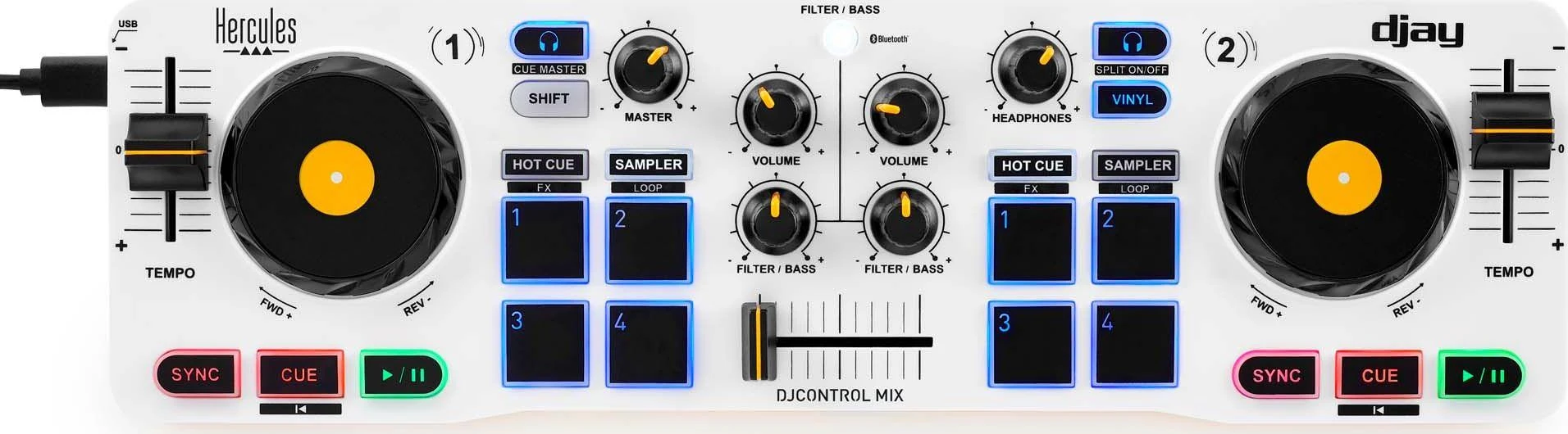 Hercules | DJControl Mix | Garsiakalbiai | USB jungtis | „Bluetooth“
