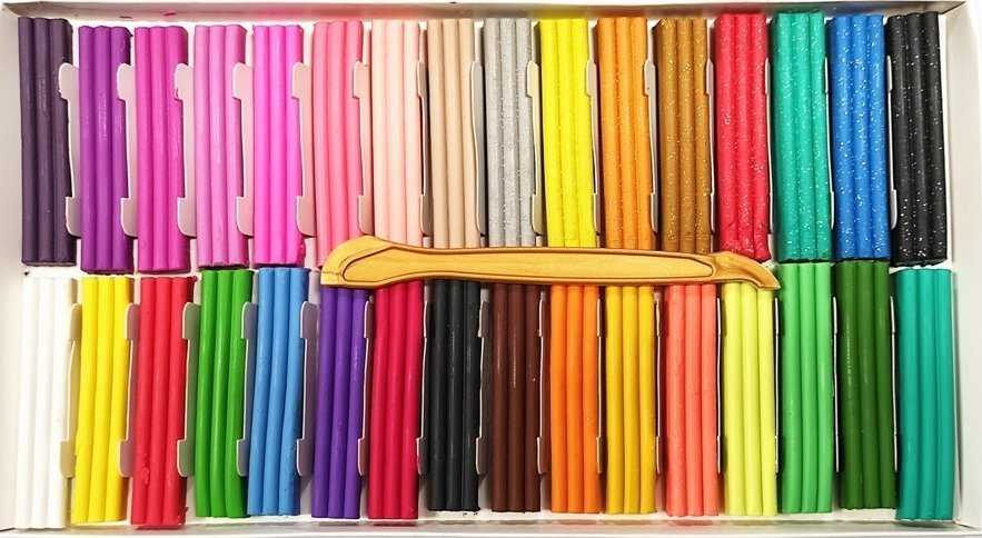 Herlitz Koma Plast Plastelinos rinkinys 32 spalvos su blizgučiais ir fluorescencinėmis