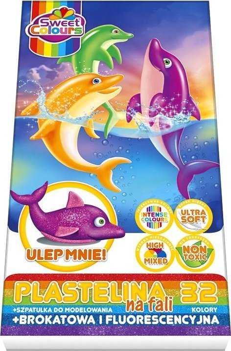 Herlitz Koma Plast Plastelinos rinkinys 32 spalvos su blizgučiais ir fluorescencinėmis