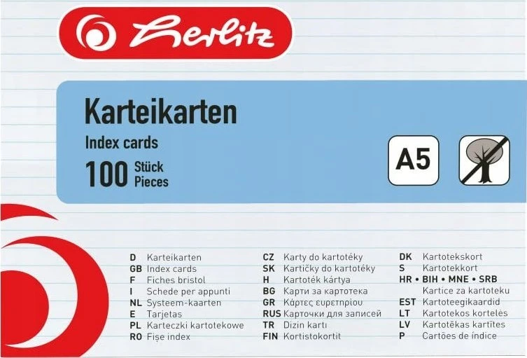 Herlitz Herlitz 10621308 karta katalogowa Baltas 100 vnt.