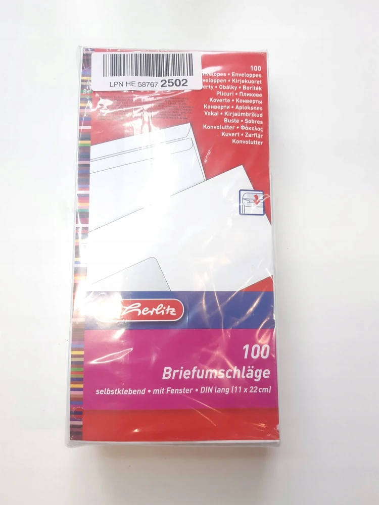 Herlitz Herlitz Briefumschlag DL selbstklebend m.Fenster 100er Pack