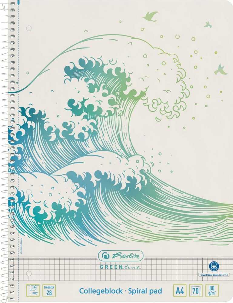 Herlitz Herlitz GREENline notatnik A4 70 ark. Baltas