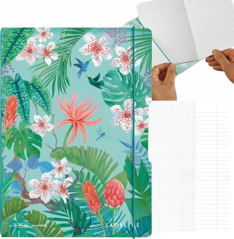 Herlitz Herlitz Ladylike Jungle notatnik A4 80 ark. Žalias, Wielobarwny