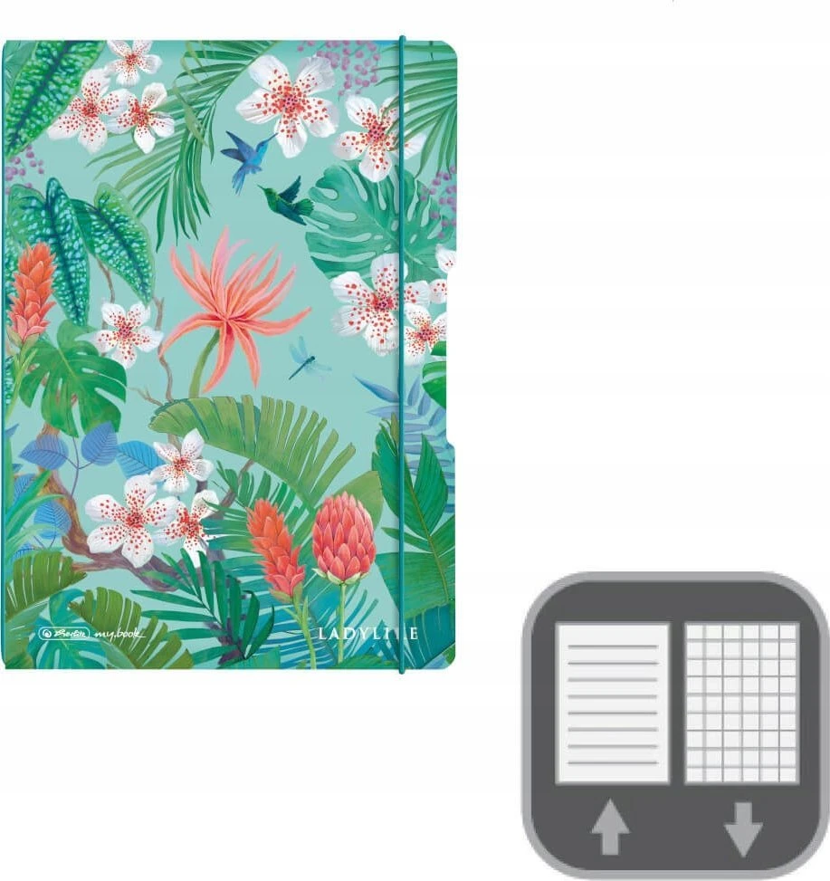 Herlitz Herlitz Ladylike Jungle notatnik A4 80 ark. Žalias, Wielobarwny