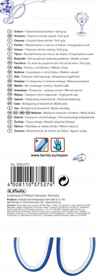 Herlitz Herlitz my.pen Proste cięcie Mėlyna, Baltas