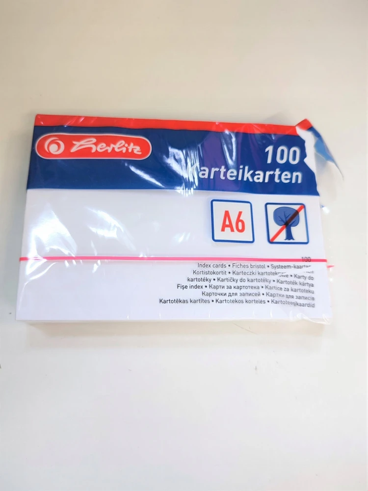 Herlitz Karta indeksowa A6 gładka balta opakowanie 100 vnt