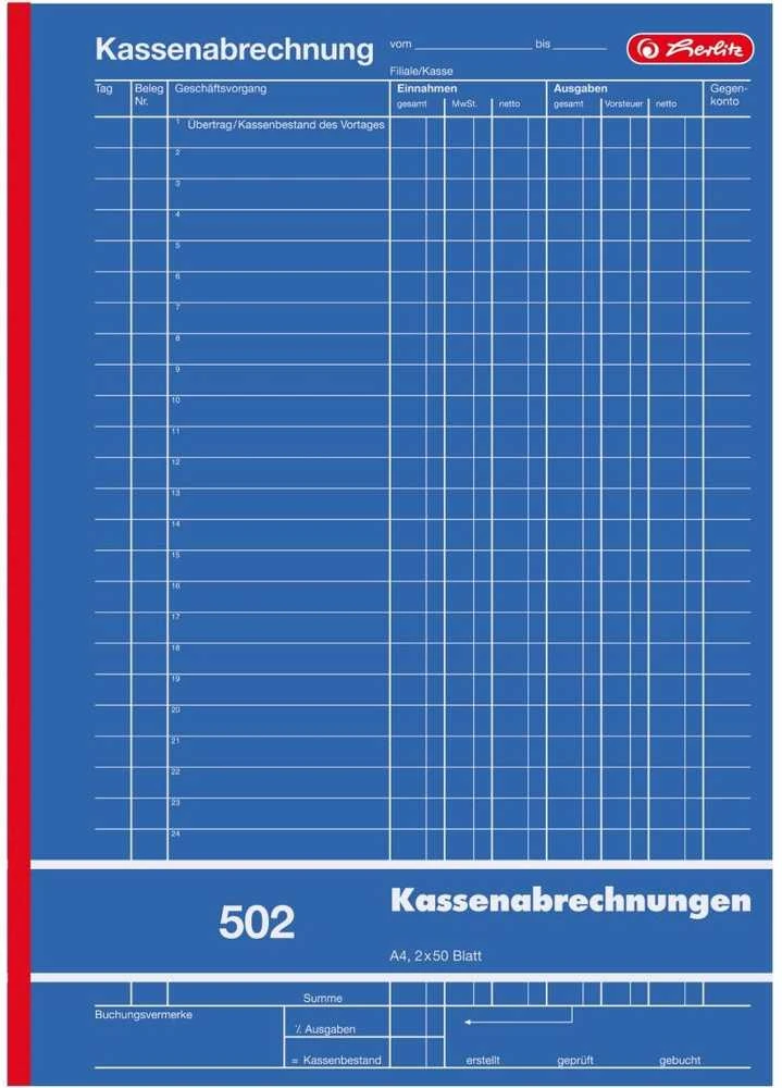 Herlitz kasos aparatas A4 502 2x50 lapų