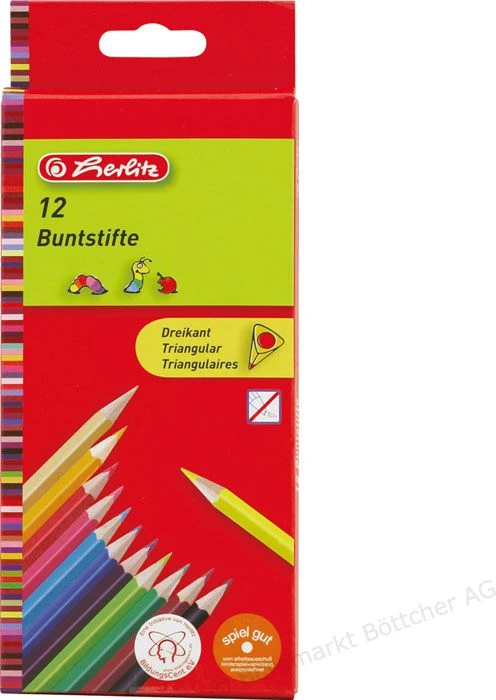 Herlitz Pieštukai spalvoti trikampai 12sp