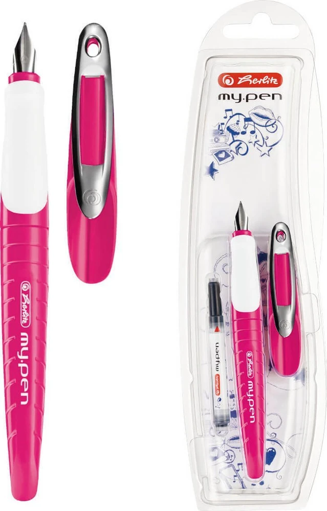 Herlitz Plunksnakotis M + kapsulė my.pen rausvai-baltas bls