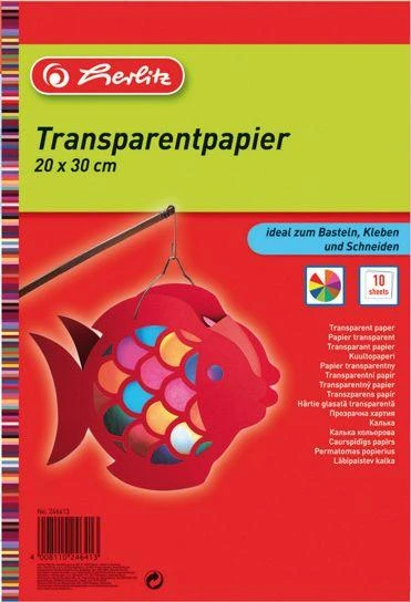 Herlitz A4 formato spalvotas popierius žibintams Permatomas