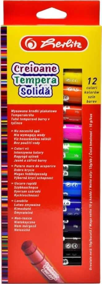 Herlitz Plakatų kreidelės dažų lazdelėse 12 spalvų HERLITZ
