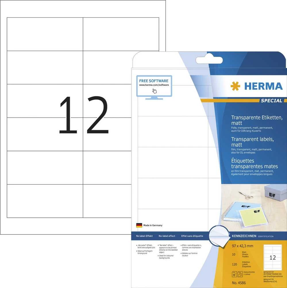 Herma Etik. transparent A4 matt 97 x 42,3mm wfest 120 St.