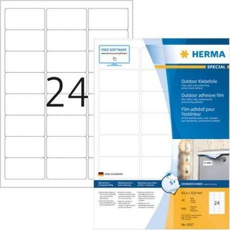 Carruzzo HERMA 9537 lipni etiketė Stačiakampis Balta 960 vnt