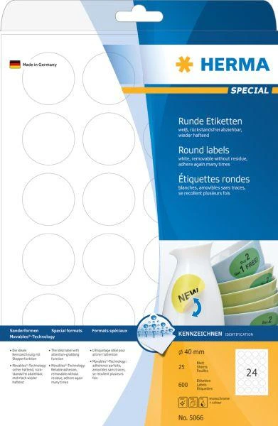 HERMA 5066 etiketė spausdinimui Balta Lipni spausdintuvo etiketė