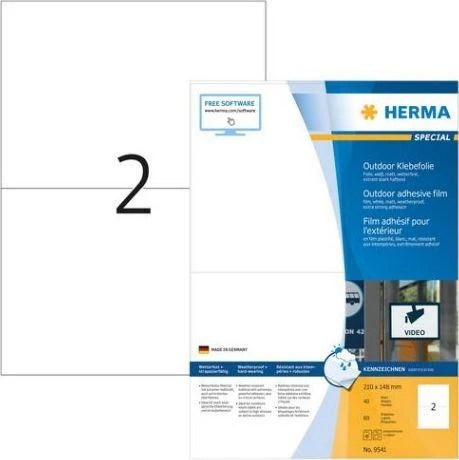 Carruzzo HERMA 9541 lipni etiketė Stačiakampis Balta 80 vnt