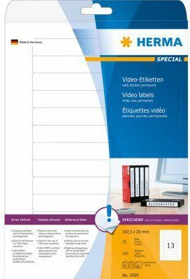 Herma etiketės VHS kasetėms 147,3x20 mm (5069)