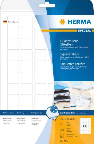 HERMA 8831 etiketė spausdinimui Balta Lipni spausdintuvo etiketė