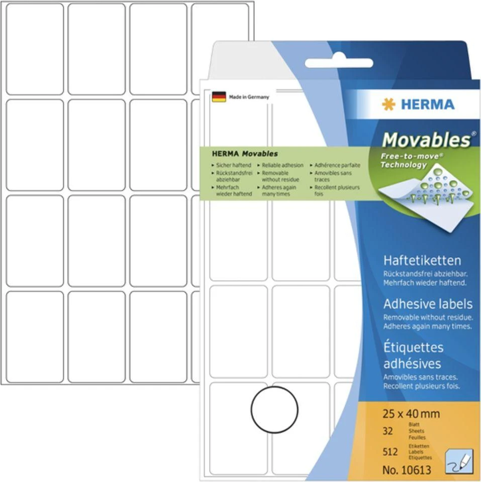 Herma Etykieta 25x40 mm, balta, 512 vnt (10613)