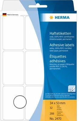 HERMA 2470 lipni etiketė Balta Suapvalintas stačiakampis 288 vnt