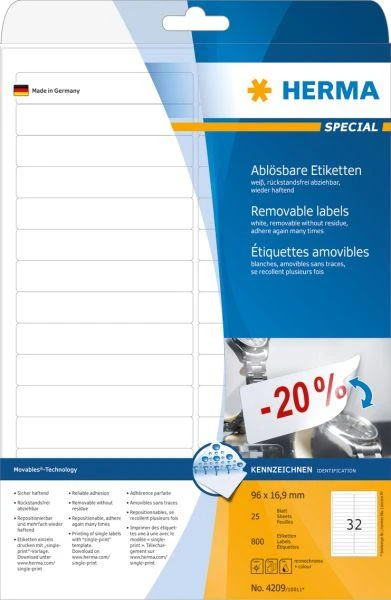 HERMA 4209 etiketė spausdinimui Balta Lipni spausdintuvo etiketė
