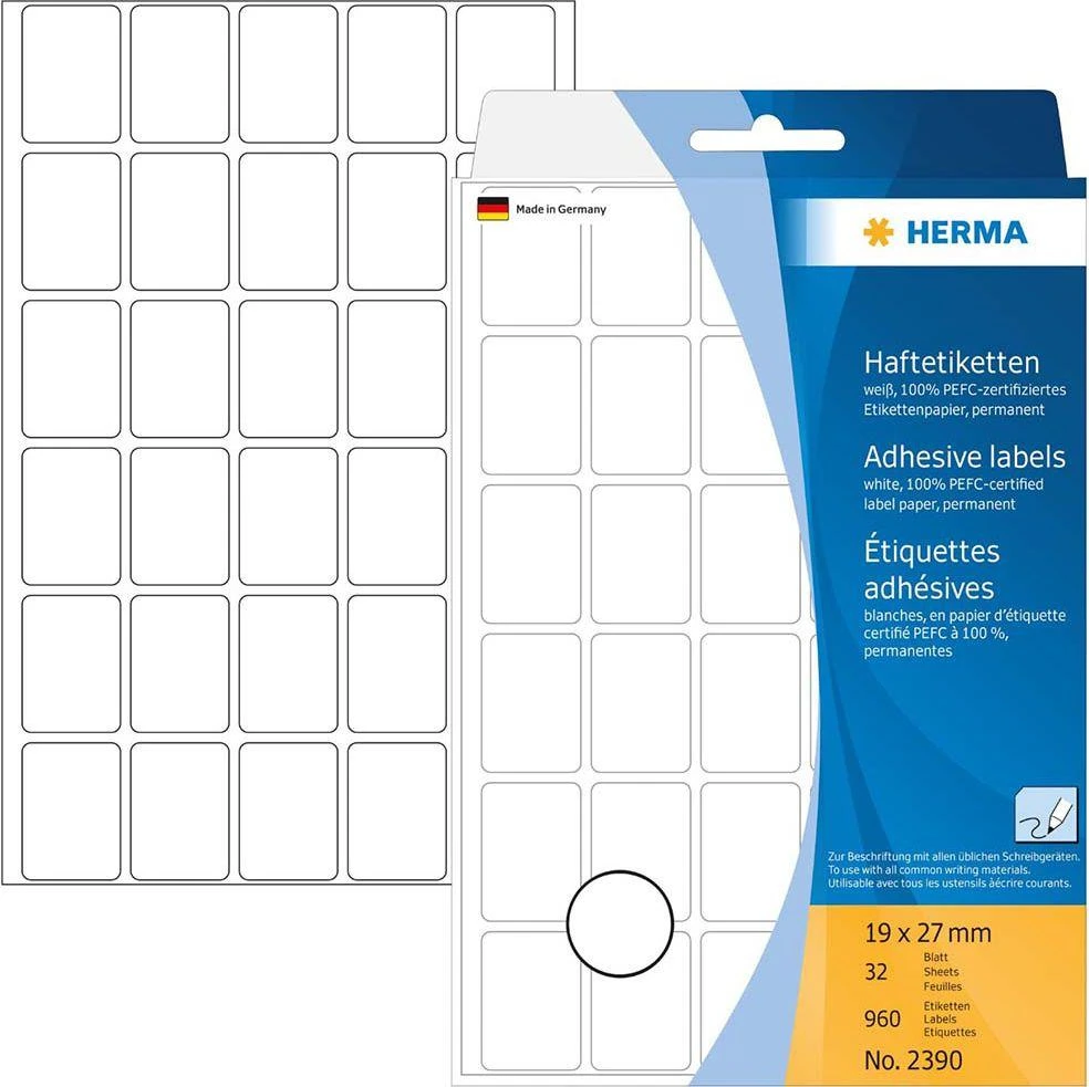 Herma Lipnios etiketės, balta 19x27 mm 960 Vnt. - 2390