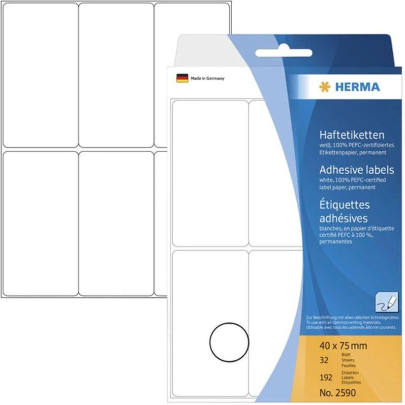 Herma Lipnios etiketės, balta 40x75 mm 192 vnt. - 2590