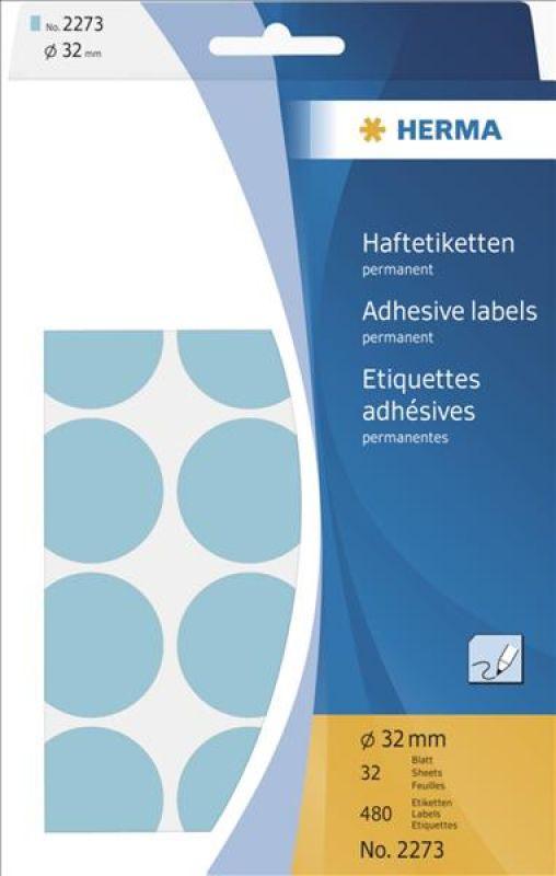 Herma Lipnios etiketės, apvalus, mėlyna 32 mm, 480 vnt - 2273