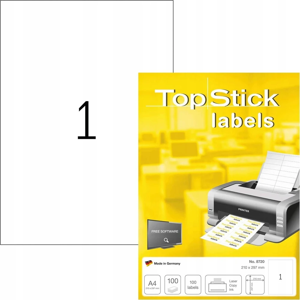 Herma TopStick etiketės 210x297 mm (A4) balta - (100 lapų)