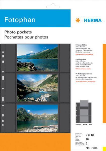 Herma Foto koszulki 9x13cm - juoda, 10 vnt. poziome 7784
