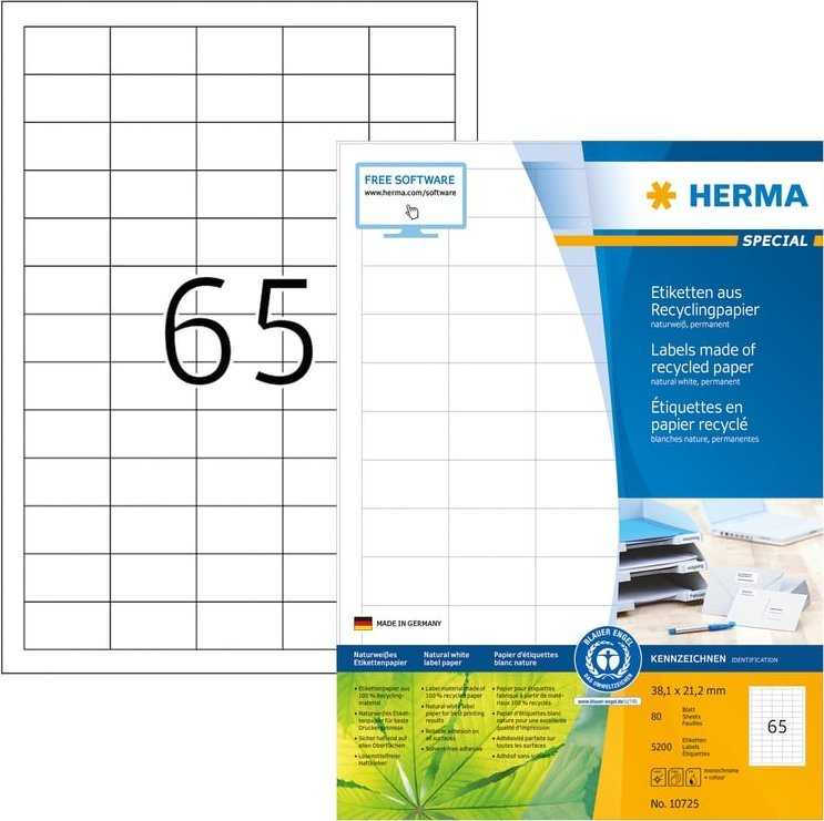 Herma Etiketės A4 38,1x21,2 mm Rekomend. Mėlyna Angelas 5200 vnt.