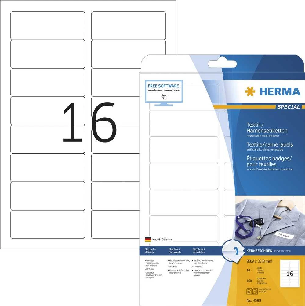 HERMA 4588 lipni etiketė Balta Suapvalintas stačiakampis Keičiama 160 vnt