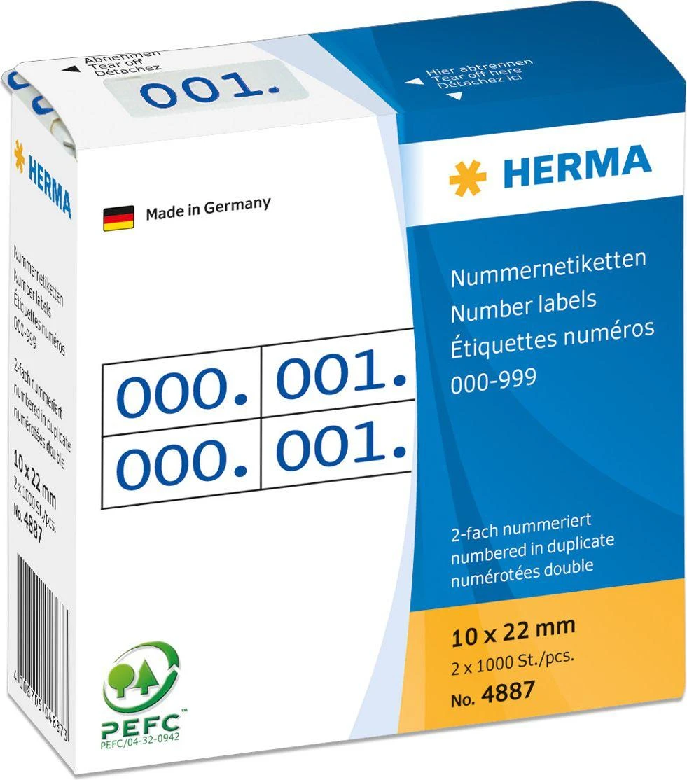 Herma Lipnios etiketės 2x / 10 x 22mm Mėlynai-Balta (4887)