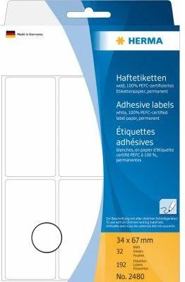 Herma lipnūs lipnūs balti 34x67 mm192 Št. - 2480
