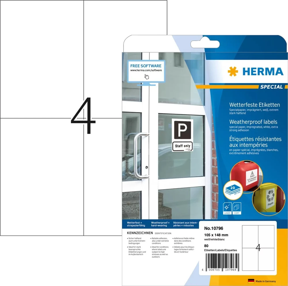 Herma Atsparus vandeniui Impregn.Etik. A4 20 lapų 105x148