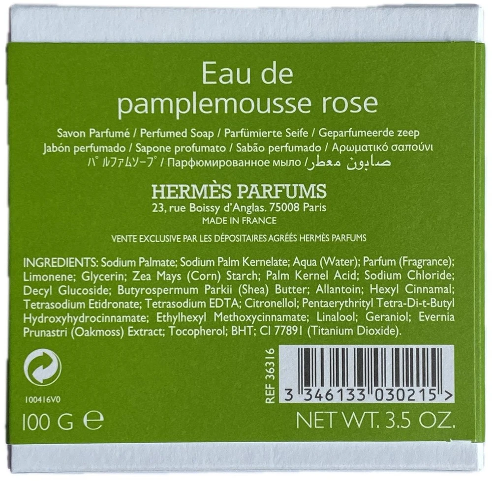 Hermes rausvųjų greipfrutų vandens kvapo muilo plytelė, 100 g