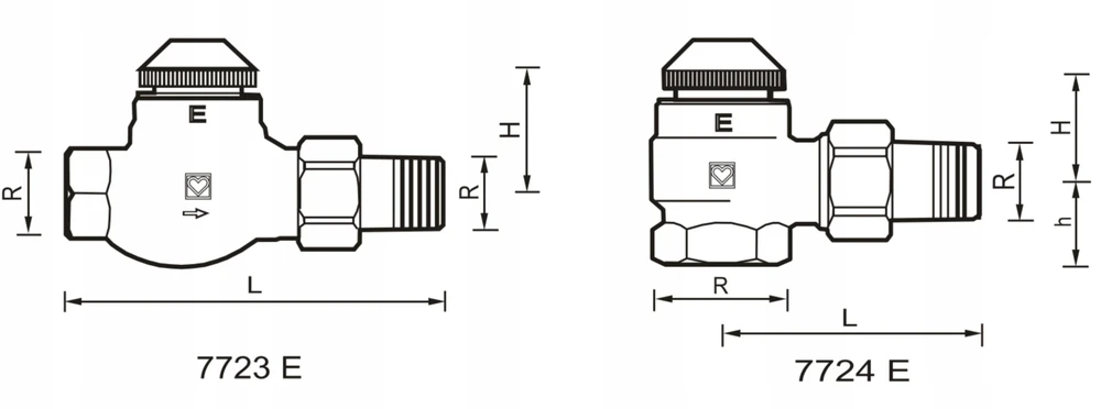 Herz Gravity termostatinis vožtuvas HERZ-TS-E 1/2 tiesus [1]
