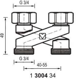 Herz X formos kryžminė jungtis G3/4'' (1300434)
