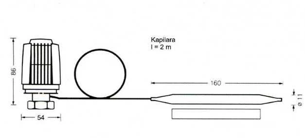 Herzog Jakob Termostatinė galva su kapiliaru HERZ REMOTE, M28x1.5, 20-50°C, 2m kapiliaras