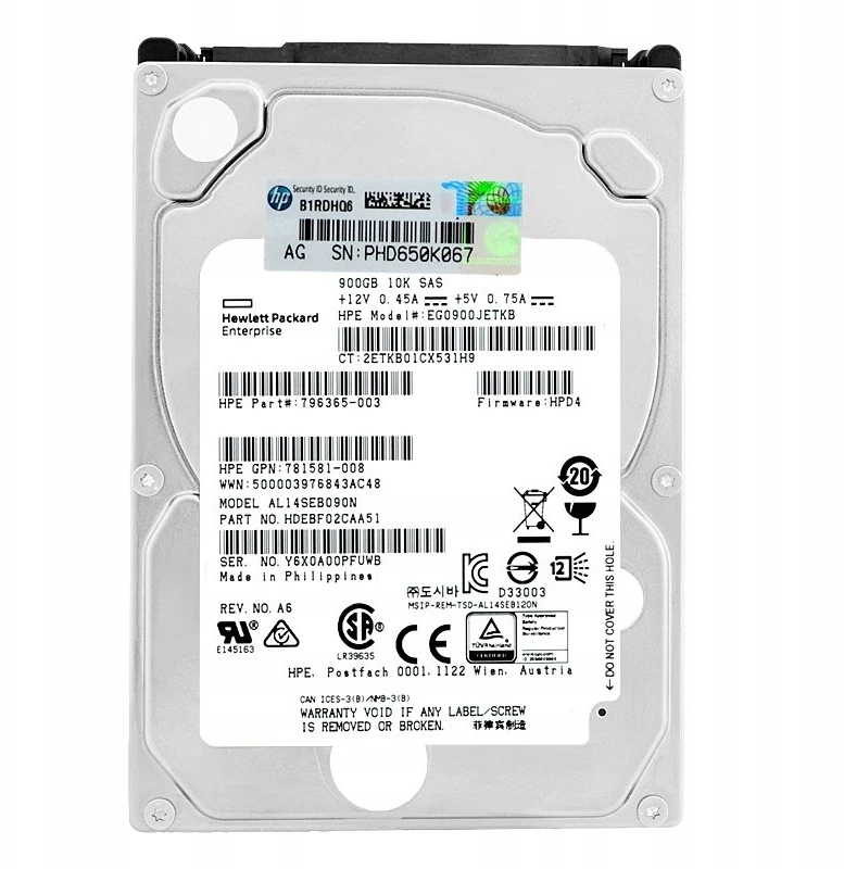 „Hewlett Packard“ (HP) „Dysk“ serverio diskas HPE 900GB SFF 6G SAS (EG0900JETKB)