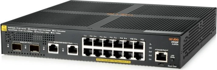 Šakotuvas Hewlett Packard (HP) komutatorius HP Aruba 2930F 12G PoE+ 2G/2SFP+ (JL693A)