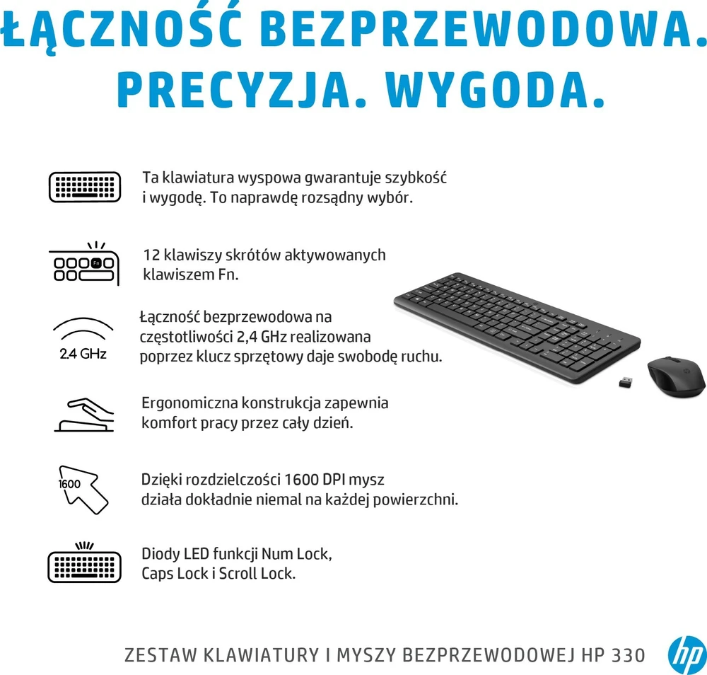 Klaviatūra Hewlett Packard (HP) HP 330 Belaidė pelė AND KEYBO - COMBO GERMANY - GERMAN LOCALIZAT