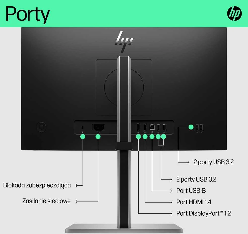 Hewlett Packard (HP) HP E22 G5 FHD monitorius – 21,5 colio 1920x1080 FHD 250 nitų 75 Hz AG, IPS, HDMI/DisplayPort, 4x USB-A, reguliuojamas aukštis / pakreipimas / pasukamas / pasukamas, 3 metai