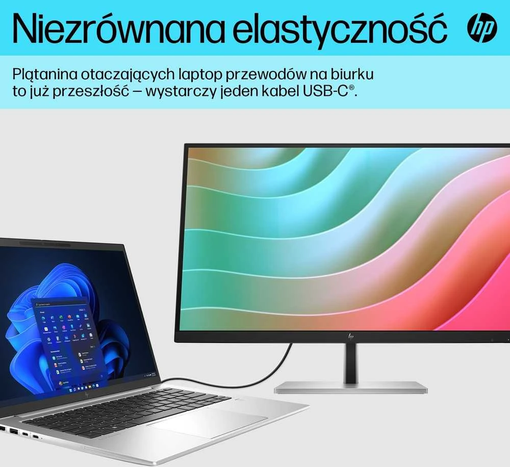 Hewlett Packard (HP) HP E27k G5 4K įkrovimo monitorius – 27 colių 3840x2160 UHD 350 nitų 60 Hz AG, IPS, USB-C(65W/15W)/HDMI/DisplayPort, 3x USB-A, garsiakalbiai, aukštis RJ-45 reguliuojamas / pakreiptas / pasukamas / pasukamas, 3 metai